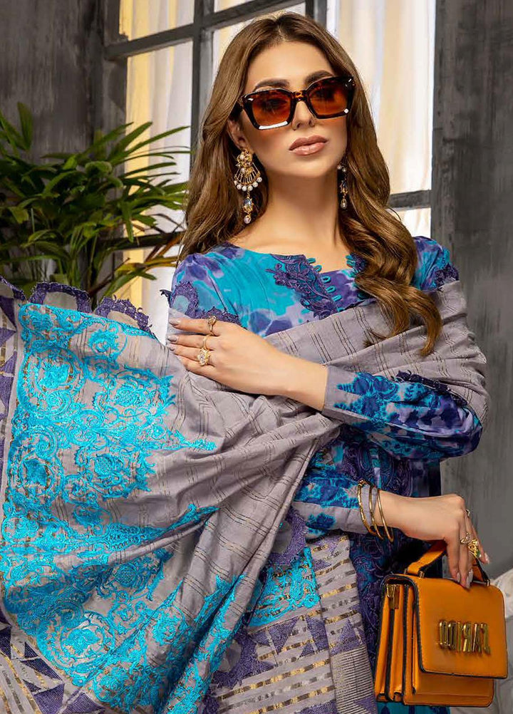 Charizma Embroidered Viscose Silk Suits Unstitched 3 Piece CRZ21VW CVS-01 Blue Away - Winter Collection