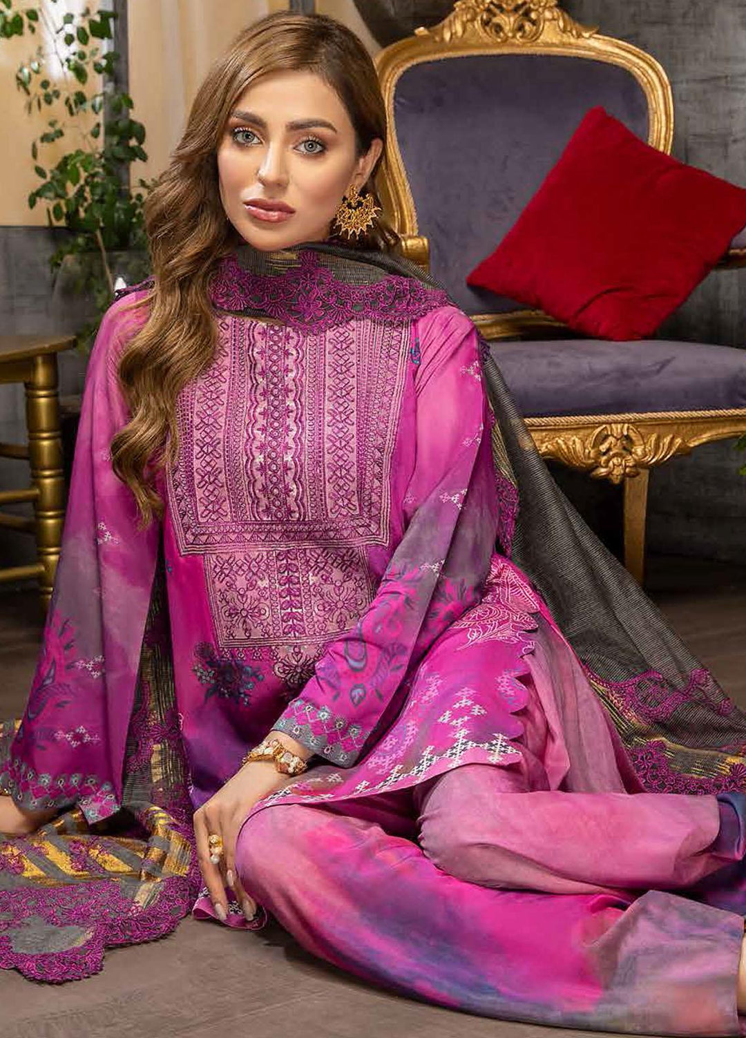Charizma Embroidered Viscose Silk Suits Unstitched 3 Piece CRZ21VW CVS-02 New Blooms - Winter Collection