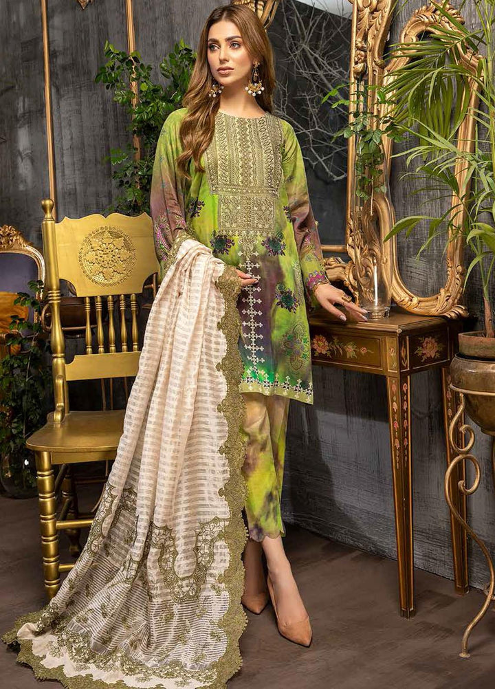 Charizma Embroidered Viscose Silk Suits Unstitched 3 Piece CRZ21VW CVS-03 Olive Tint - Winter Collection