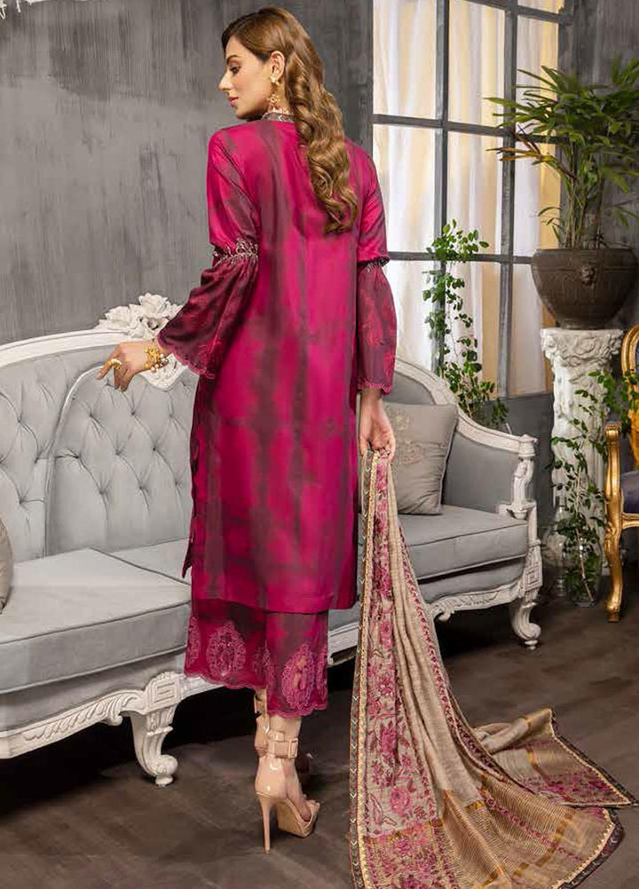 Charizma Embroidered Viscose Silk Suits Unstitched 3 Piece CRZ21VW CVS-04 Rose Petal - Winter Collection