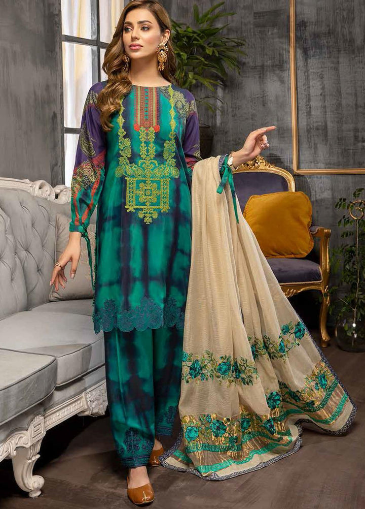 Charizma Embroidered Viscose Silk Suits Unstitched 3 Piece CRZ21VW CVS-05 Forest Green - Winter Collection