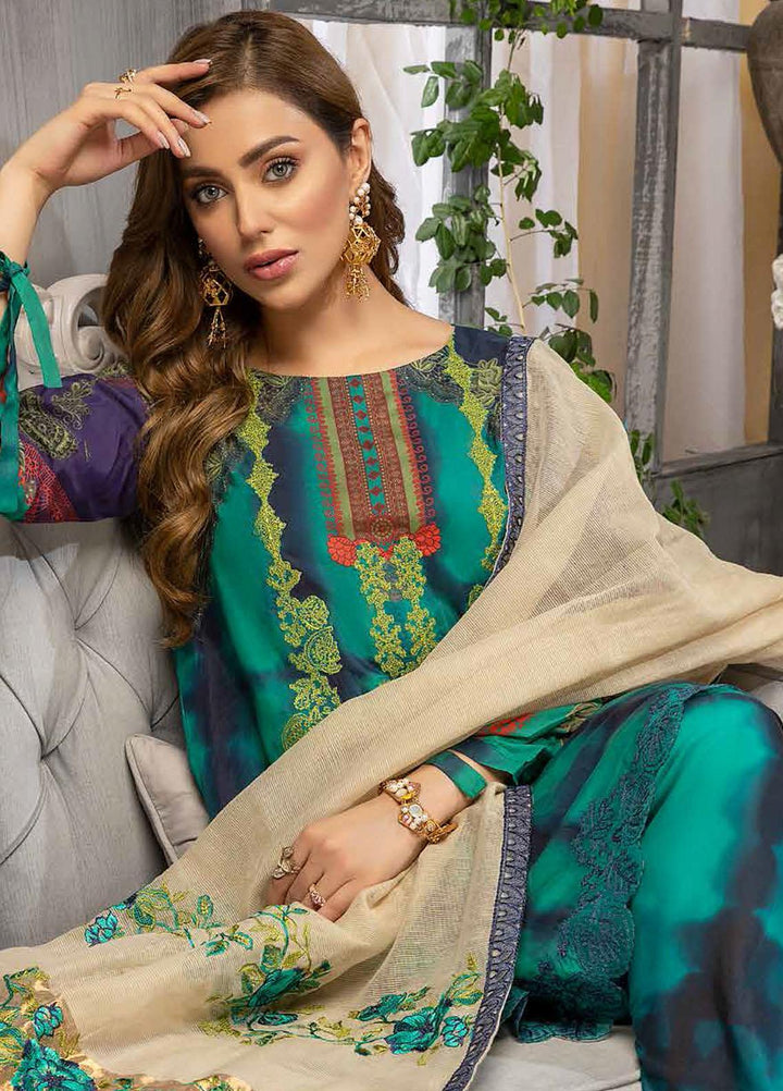 Charizma Embroidered Viscose Silk Suits Unstitched 3 Piece CRZ21VW CVS-05 Forest Green - Winter Collection