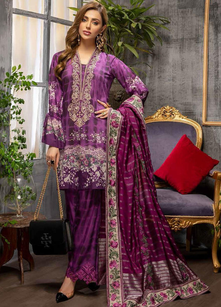 Charizma Embroidered Viscose Silk Suits Unstitched 3 Piece CRZ21VW CVS-06 Berry Smooth - Winter Collection