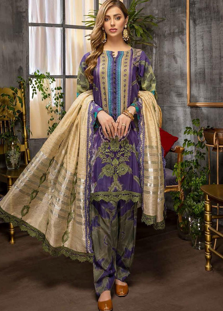 Charizma Embroidered Viscose Silk Suits Unstitched 3 Piece CRZ21VW CVS-07 Purple Haze - Winter Collection
