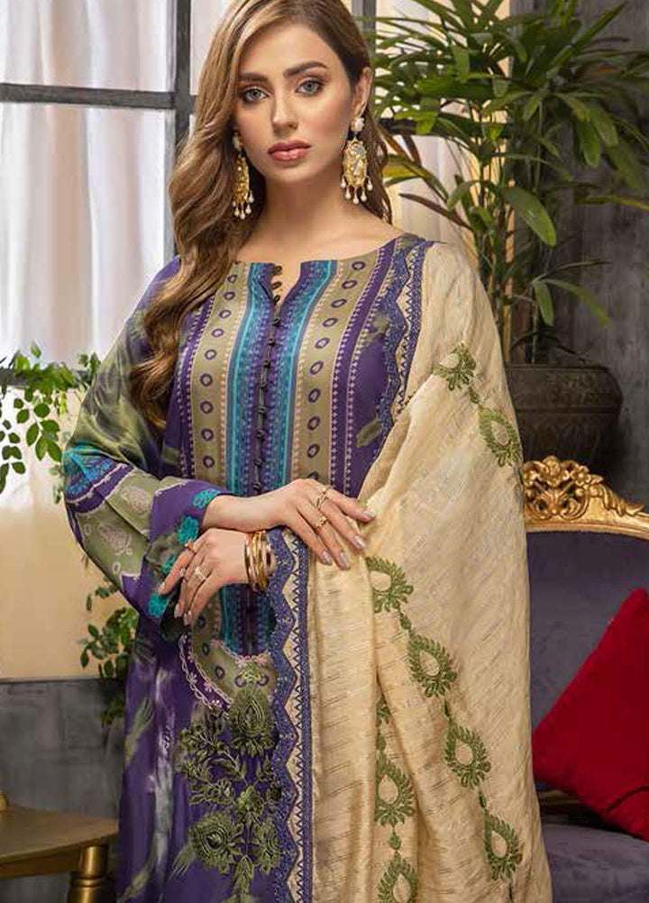 Charizma Embroidered Viscose Silk Suits Unstitched 3 Piece CRZ21VW CVS-07 Purple Haze - Winter Collection