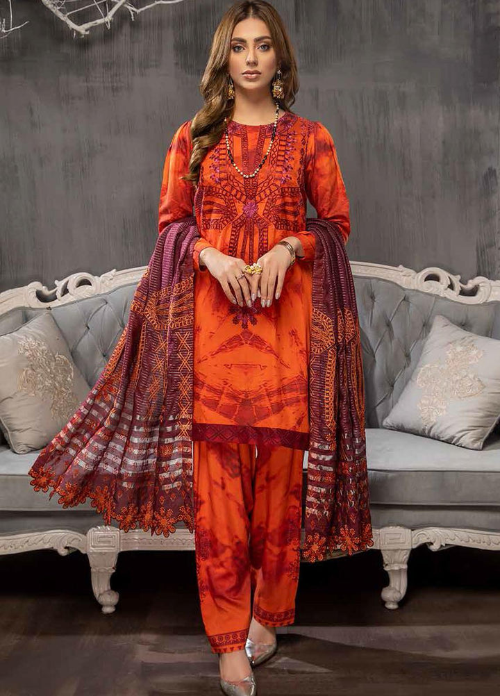 Charizma Embroidered Viscose Silk Suits Unstitched 3 Piece CRZ21VW CVS-08 Rich Rust - Winter Collection