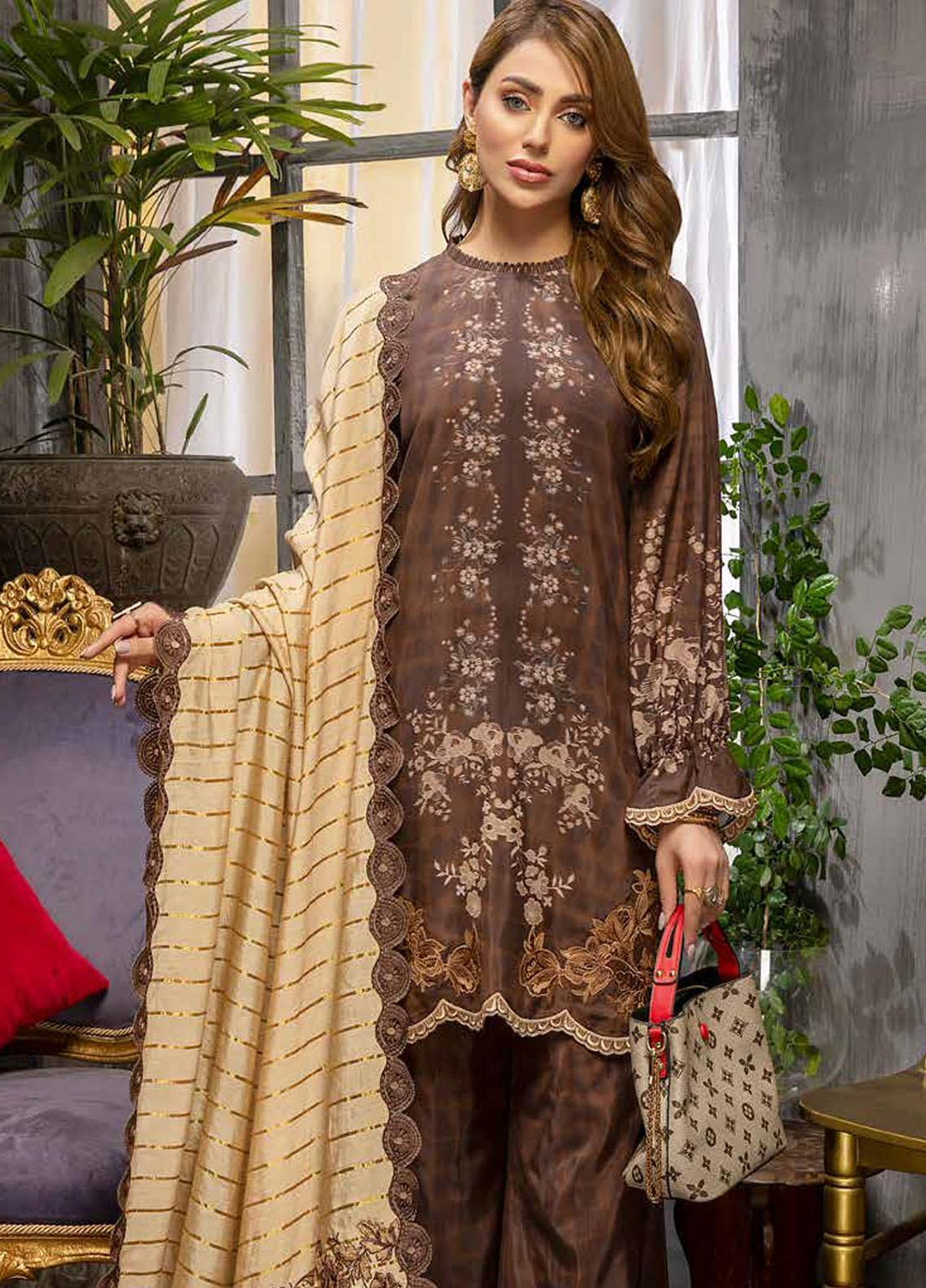 Charizma Embroidered Viscose Silk Suits Unstitched 3 Piece CRZ21VW CVS-09 Dark Arts - Winter Collection