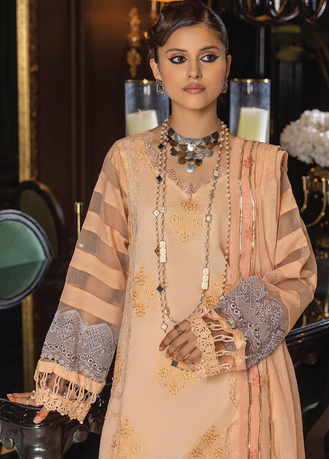 Charlotte By Humdum Embroidered Lawn Suits Unstitched 3 Piece HD23C 10 - Summer Collection