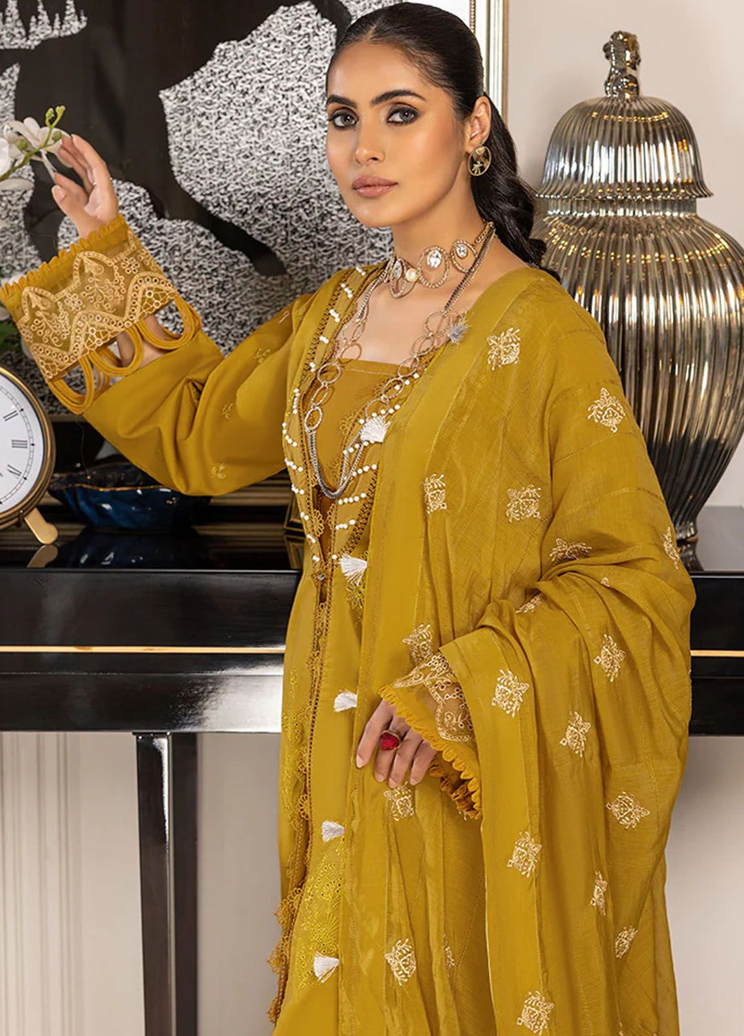 Charlotte by Humdum Chikankari Lawn Suits Unstitched 3 Piece HD24CH D-03 - Summer Collection