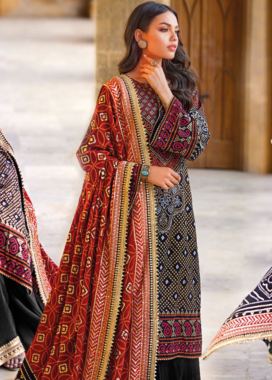 Chunri By Gul Ahmed Embroidered Raw Silk Suits Unstitched 3 Piece GA24C LE-42033 - Summer Collection