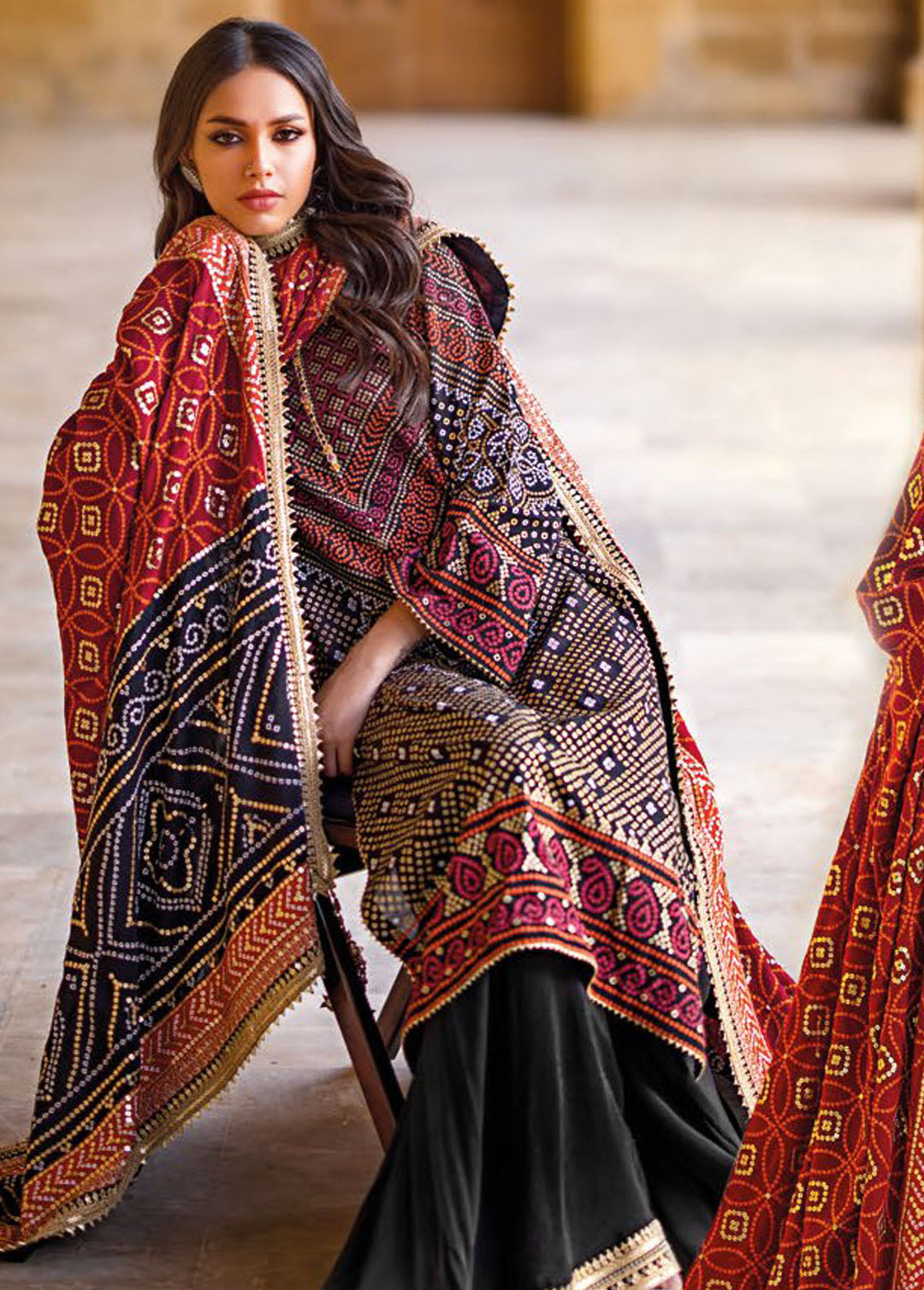 Chunri By Gul Ahmed Embroidered Raw Silk Suits Unstitched 3 Piece GA24C LE-42033 - Summer Collection