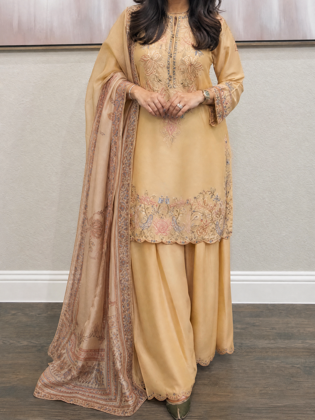 Before Sunset by Casual Lite RTW Embroidered Cotton Lawn 3 Piece Suit CL26PBS Golden Blossom - Casual Collection