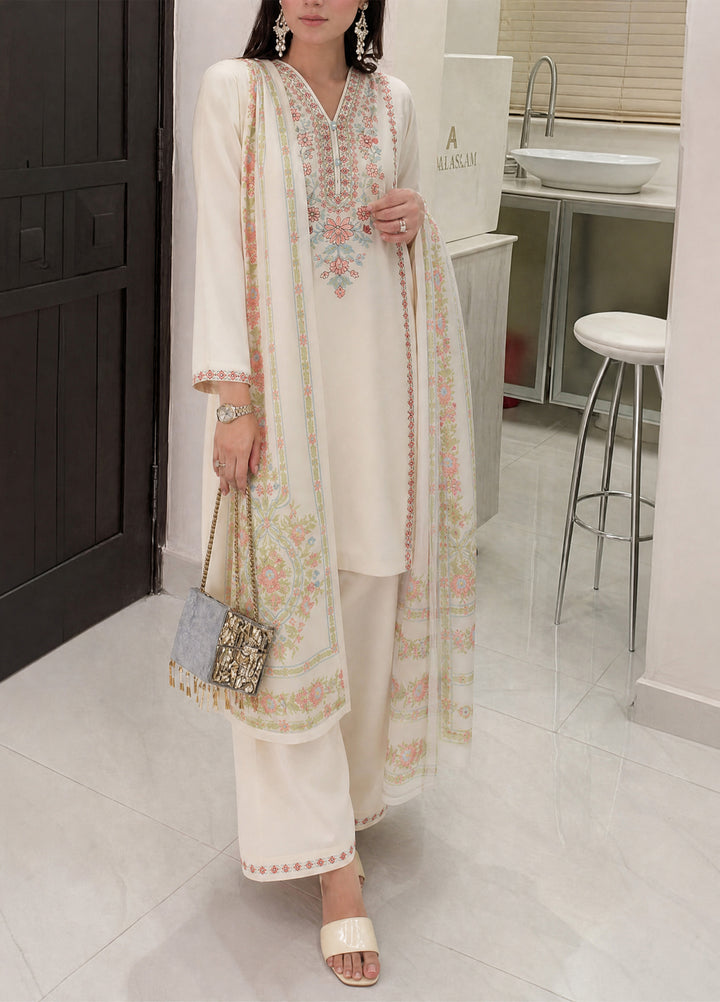 Summer Travels by Casuallite RTW Embroidered Cotton Lawn 3 Piece Suit CL26ULST OUTFIT 06 GOLDEN WHISPER - Casual Collection