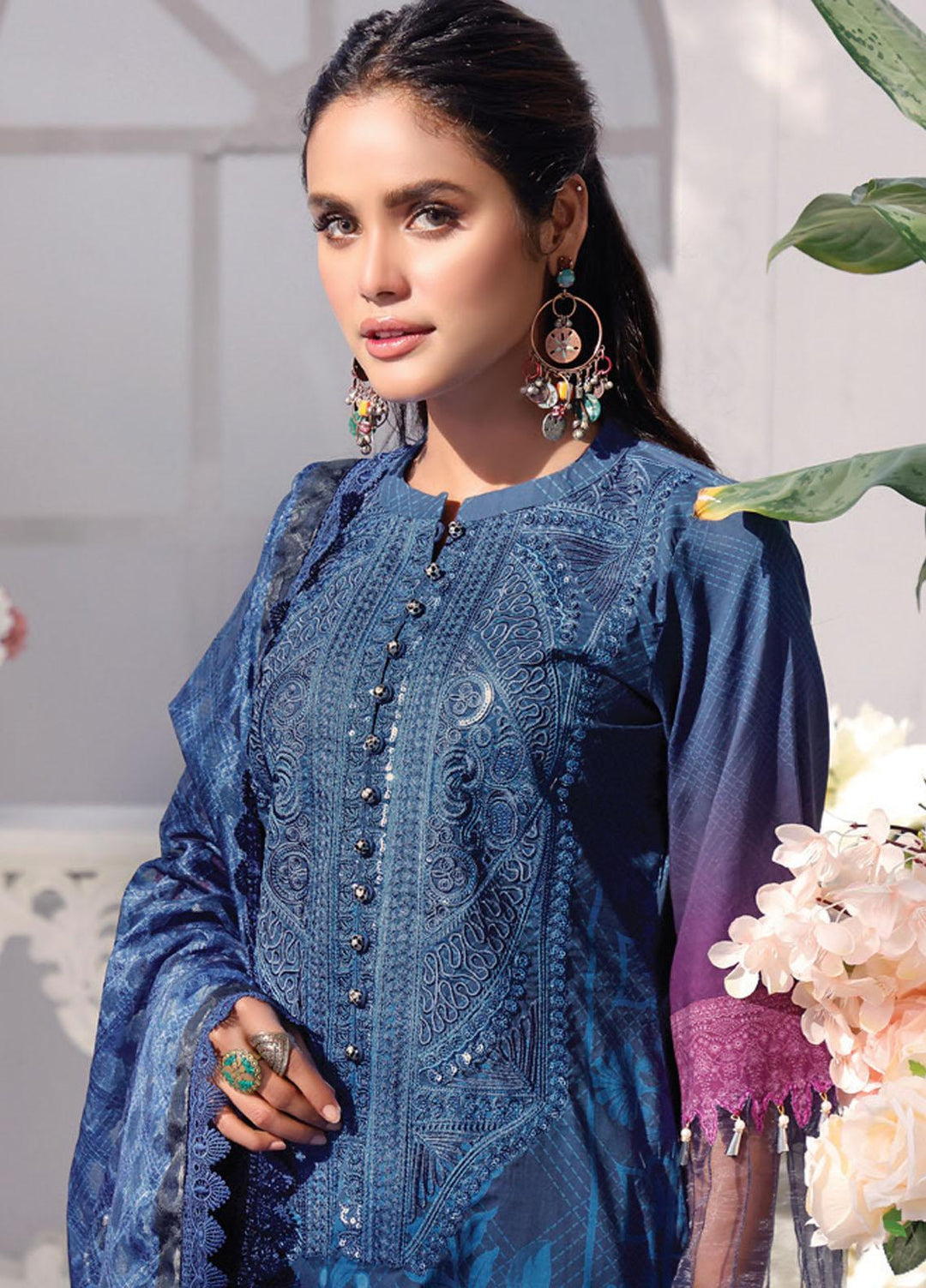 Coco by Al Zohaib Embroidered Cambric Suits Unstitched 3 Piece AZ21CC D-02-A - Winter Collection