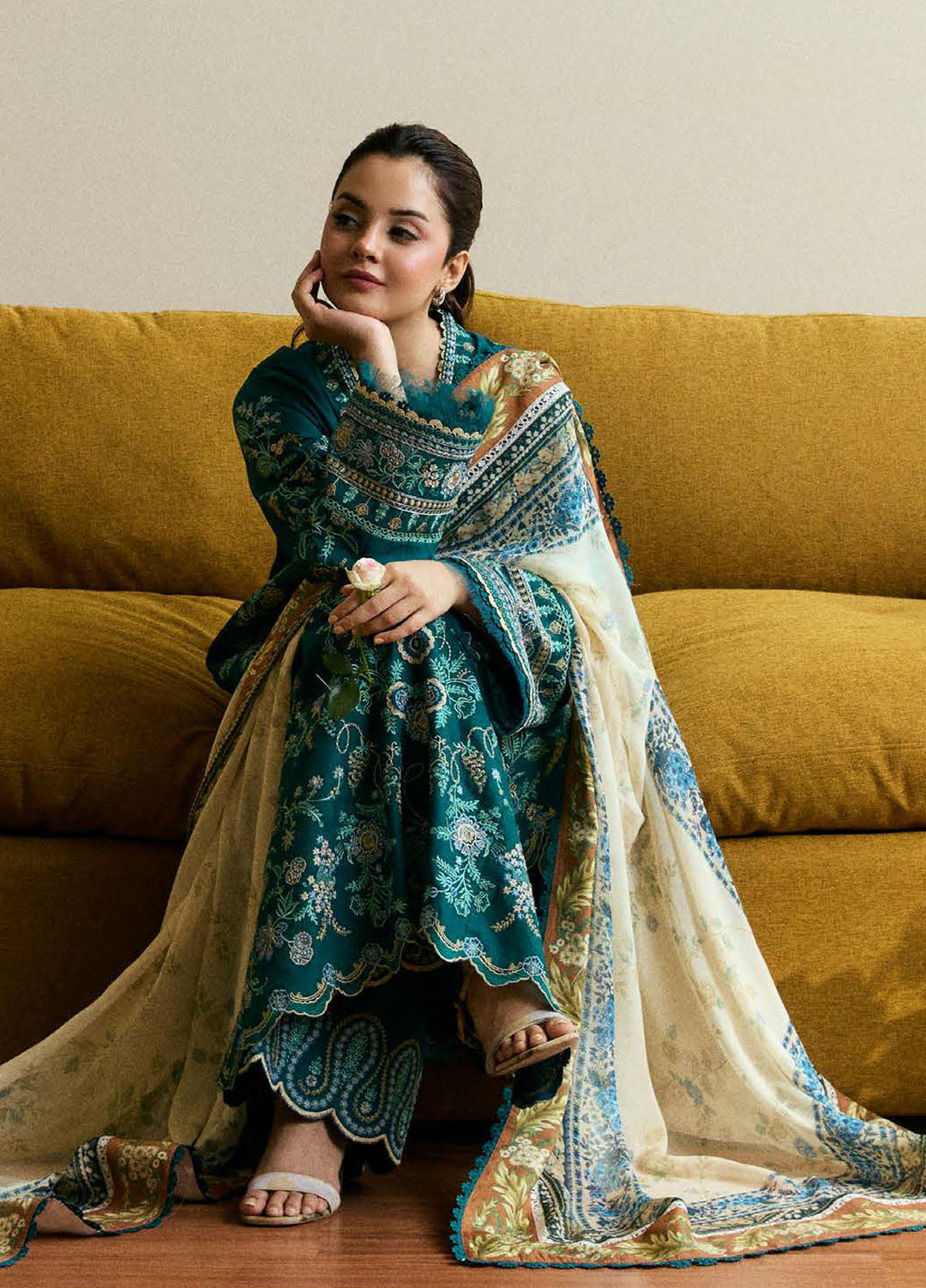 Coco by Zara Shah Jahan Embroidered Lawn Suits Unstitched 3 Piece CZS25EE D-04 Merigold - Summer Collection
