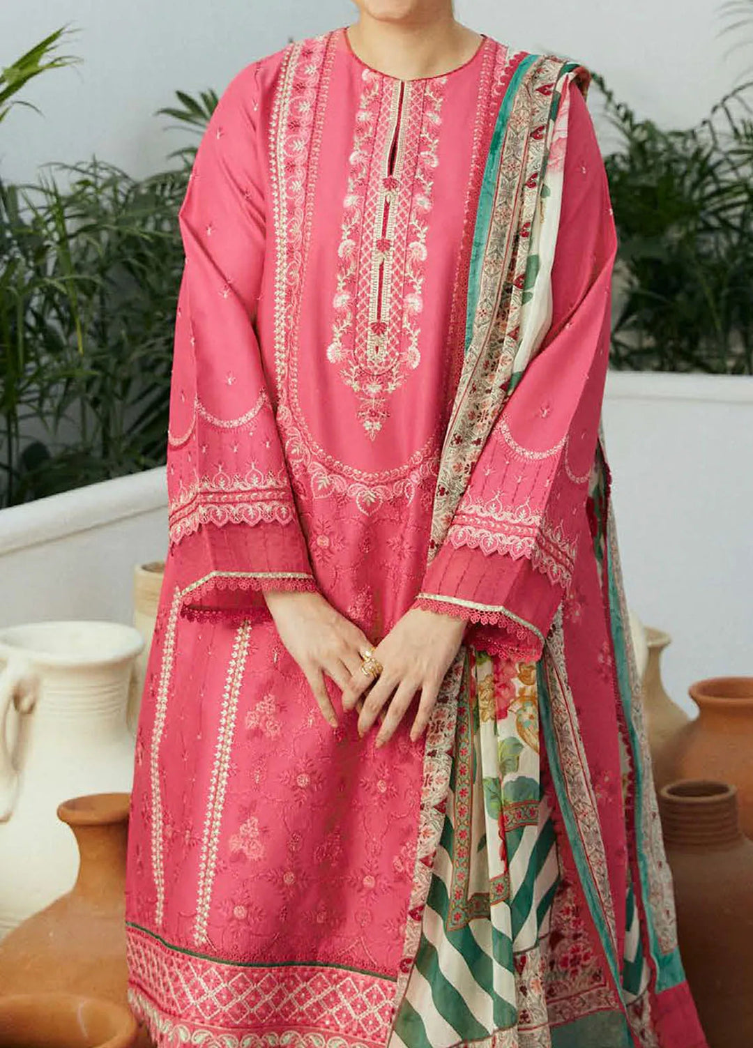 Coco By Zara Shahjahan Embroidered Lawn Suit Unstitched 3 Piece CZS24E D-02 Gul - Festive Collection
