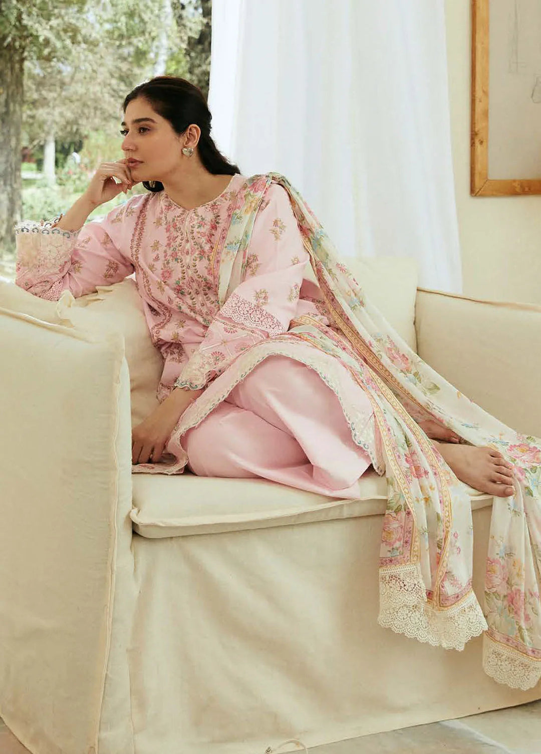 Coco By Zara Shahjahan Embroidered Lawn Suit Unstitched 3 Piece CZS24E D-08 Roohi - Festive Collection