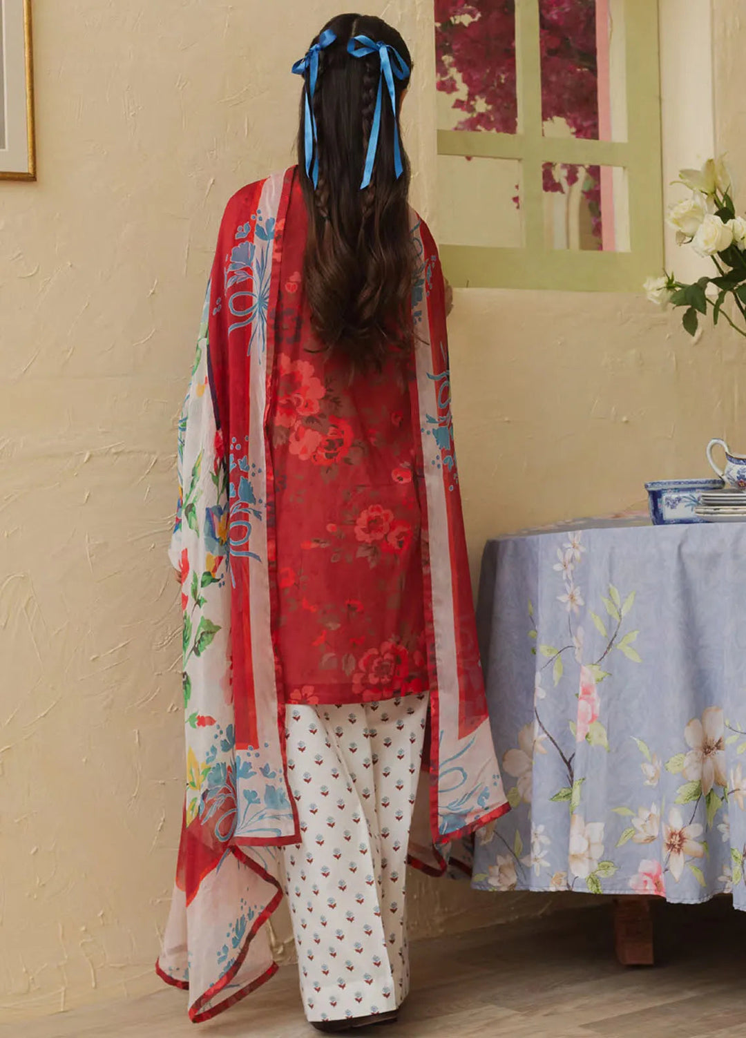 Coco By Zara Shahjahan Embroidered Lawn Suit Unstitched 3 Piece CZS24UL D-09 Pomegranate - Summer Collection