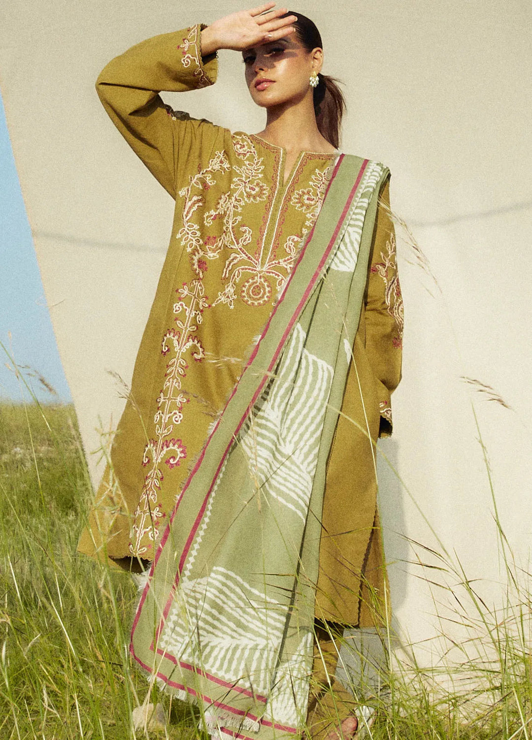 Coco by Zara Shahjahan Embroidered Suits Unstitched 3 Piece CZS24W D5A Peridot - Winter Collection