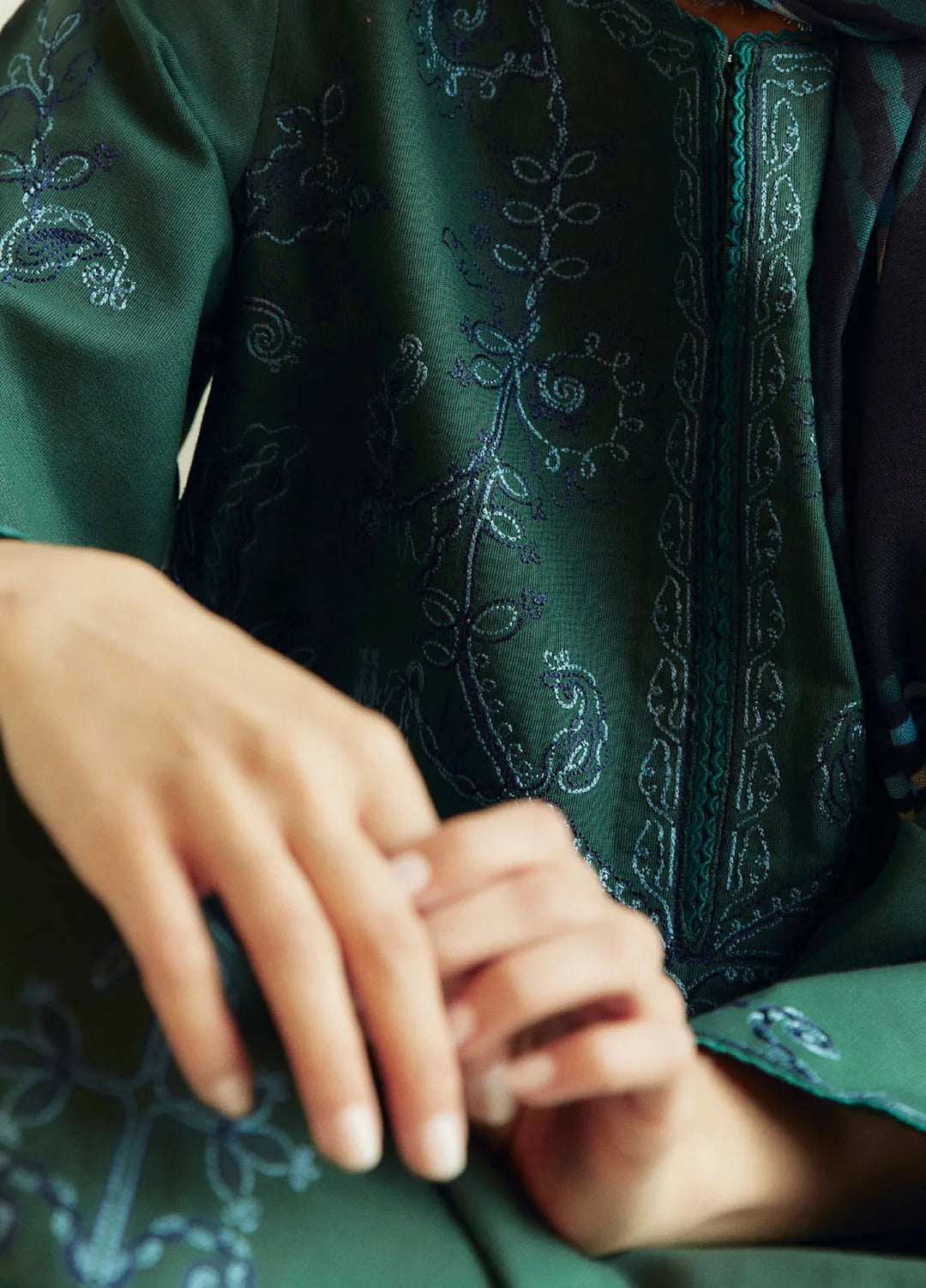 Coco by Zara Shahjahan Embroidered Suits Unstitched 3 Piece CZS24W D5B Peridot - Winter Collection