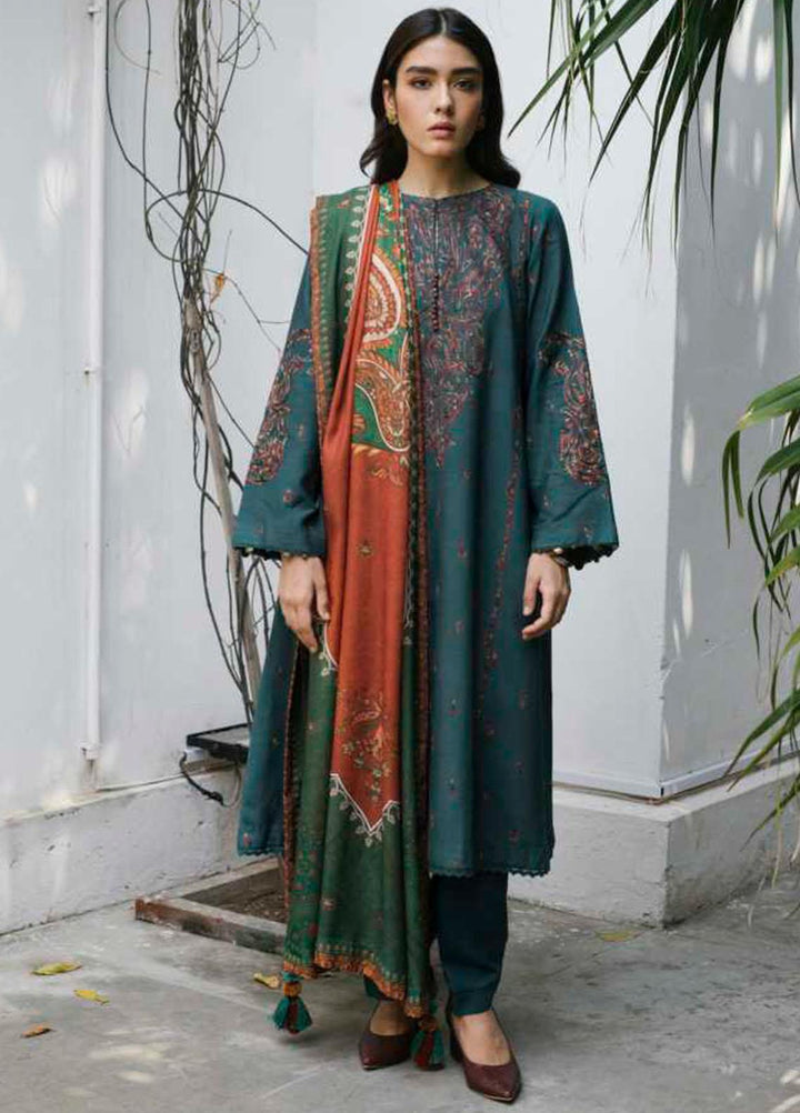 Coco By Zara Shahjahan Embroidered Linen Suits Unstitched 3 Piece CZS21UW ZR-07 A - Winter Collection