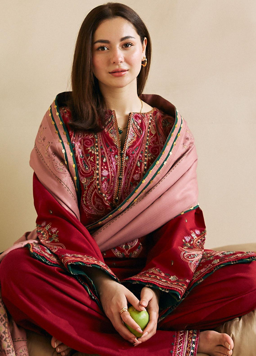 Coco By Zara Shahjahan Embroidered Khaddar Suits Unstitched 3 Piece CZS23W 2B - Winter Collection