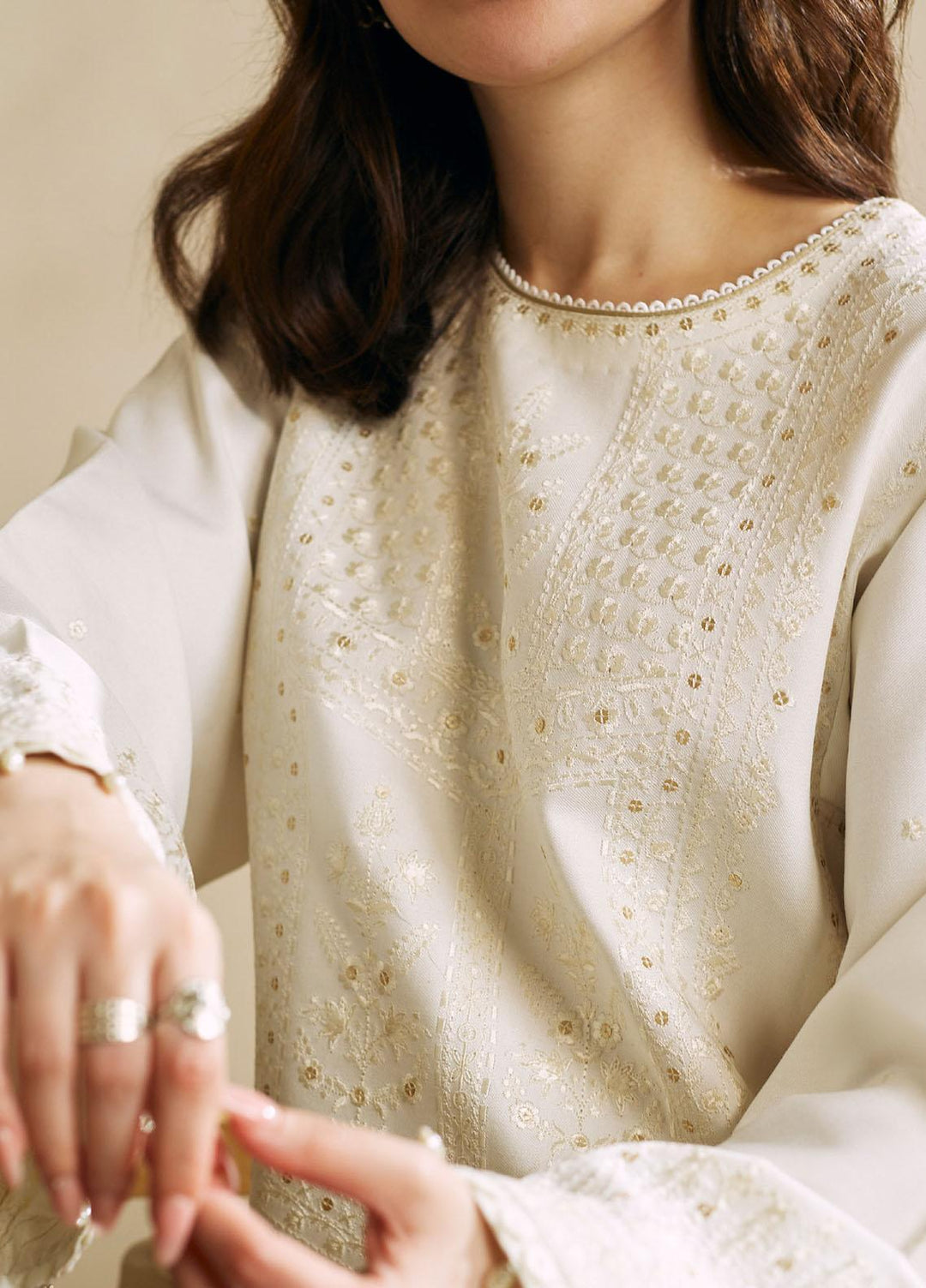 Coco By Zara Shahjahan Embroidered Linen Suits Unstitched 3 Piece CZS23W 4A - Winter Collection