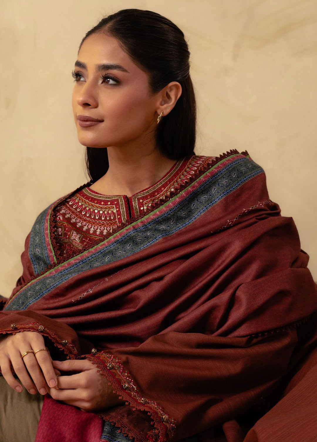 Coco By Zara Shahjahan Embroidered Khaddar Suits Unstitched 3 Piece CZS23W 8A - Winter Collection