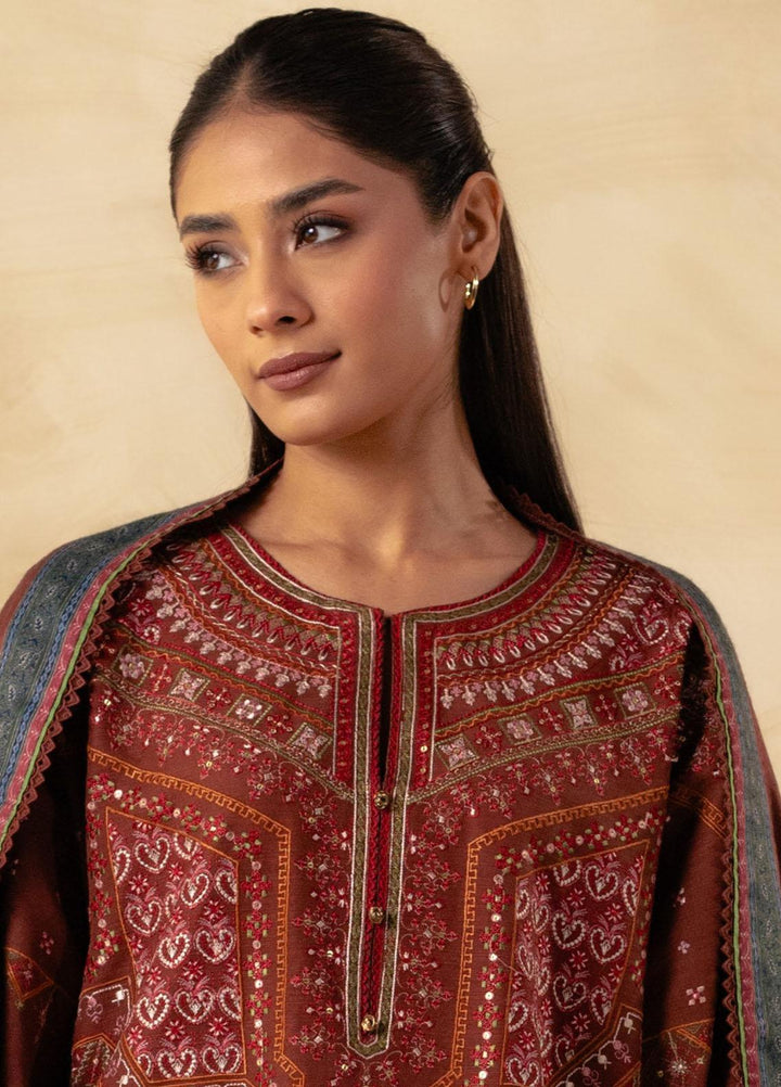 Coco By Zara Shahjahan Embroidered Khaddar Suits Unstitched 3 Piece CZS23W 8A - Winter Collection