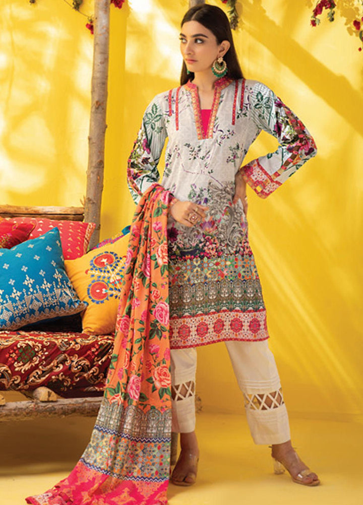 Colors by Al Zohaib Printed Lawn Suits Unstitched 3 Piece AZ21CL D-01 - Summer Collection