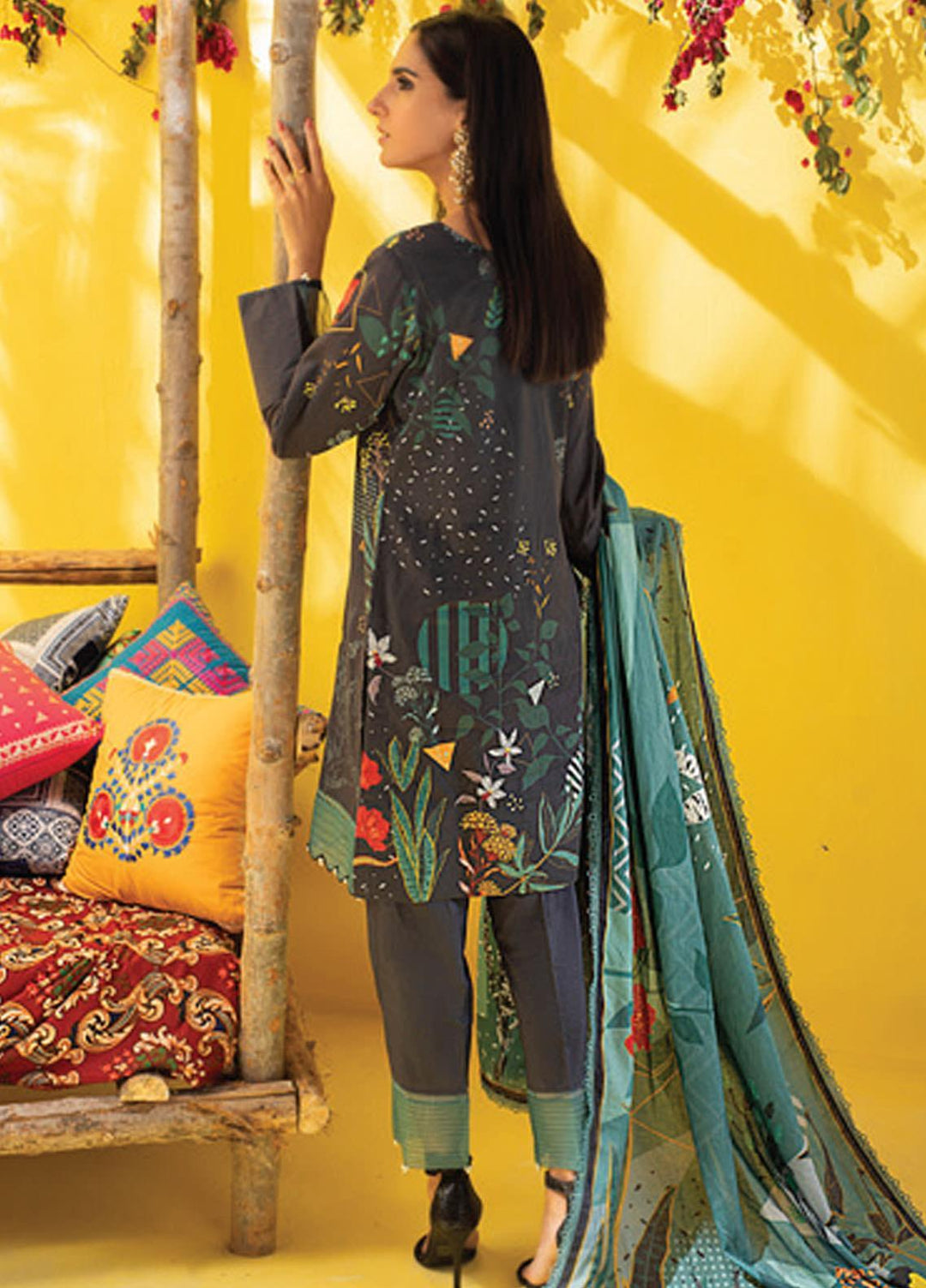 Colors by Al Zohaib Printed Lawn Suits Unstitched 3 Piece AZ21CL D-02 - Summer Collection