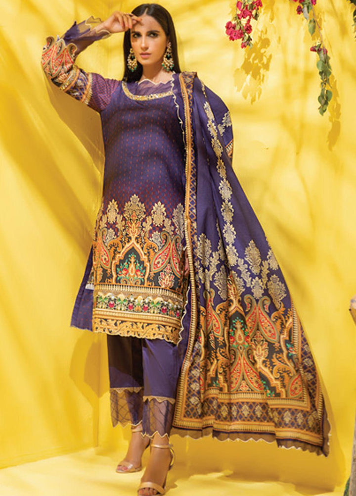 Colors by Al Zohaib Printed Lawn Suits Unstitched 3 Piece AZ21CL D-07-B - Summer Collection