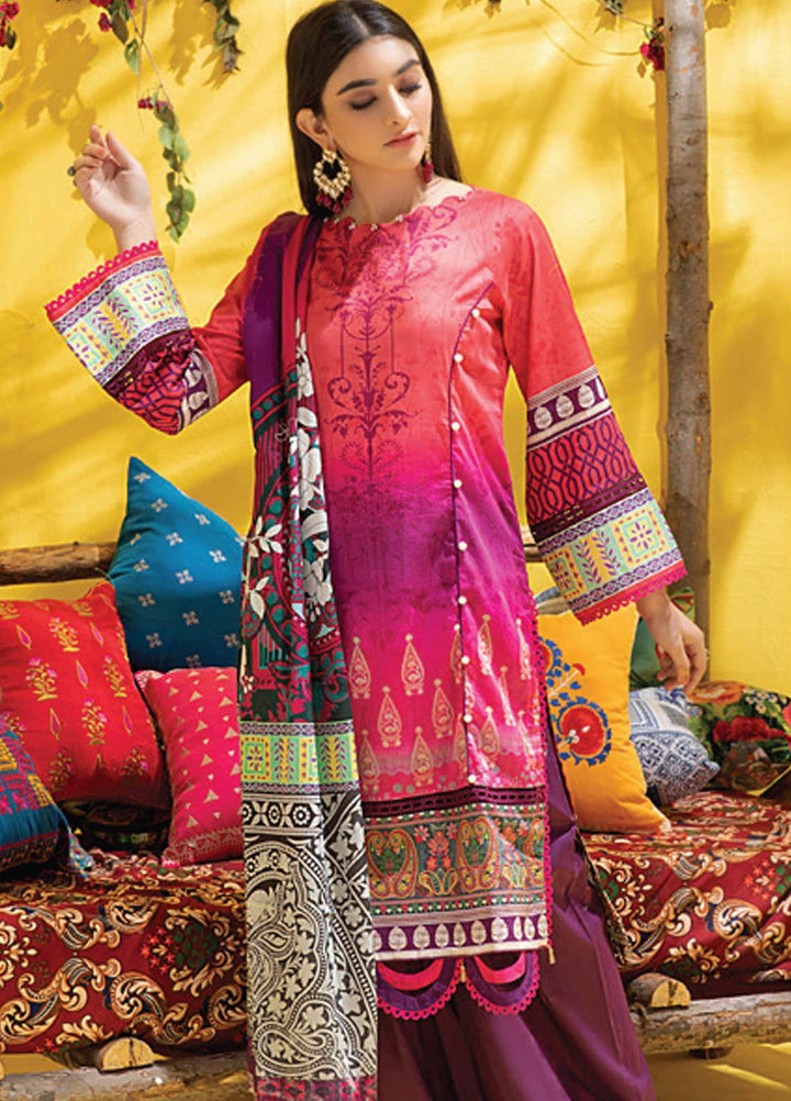 Colors by Al Zohaib Printed Lawn Suits Unstitched 3 Piece AZ21CL D-12 - Summer Collection
