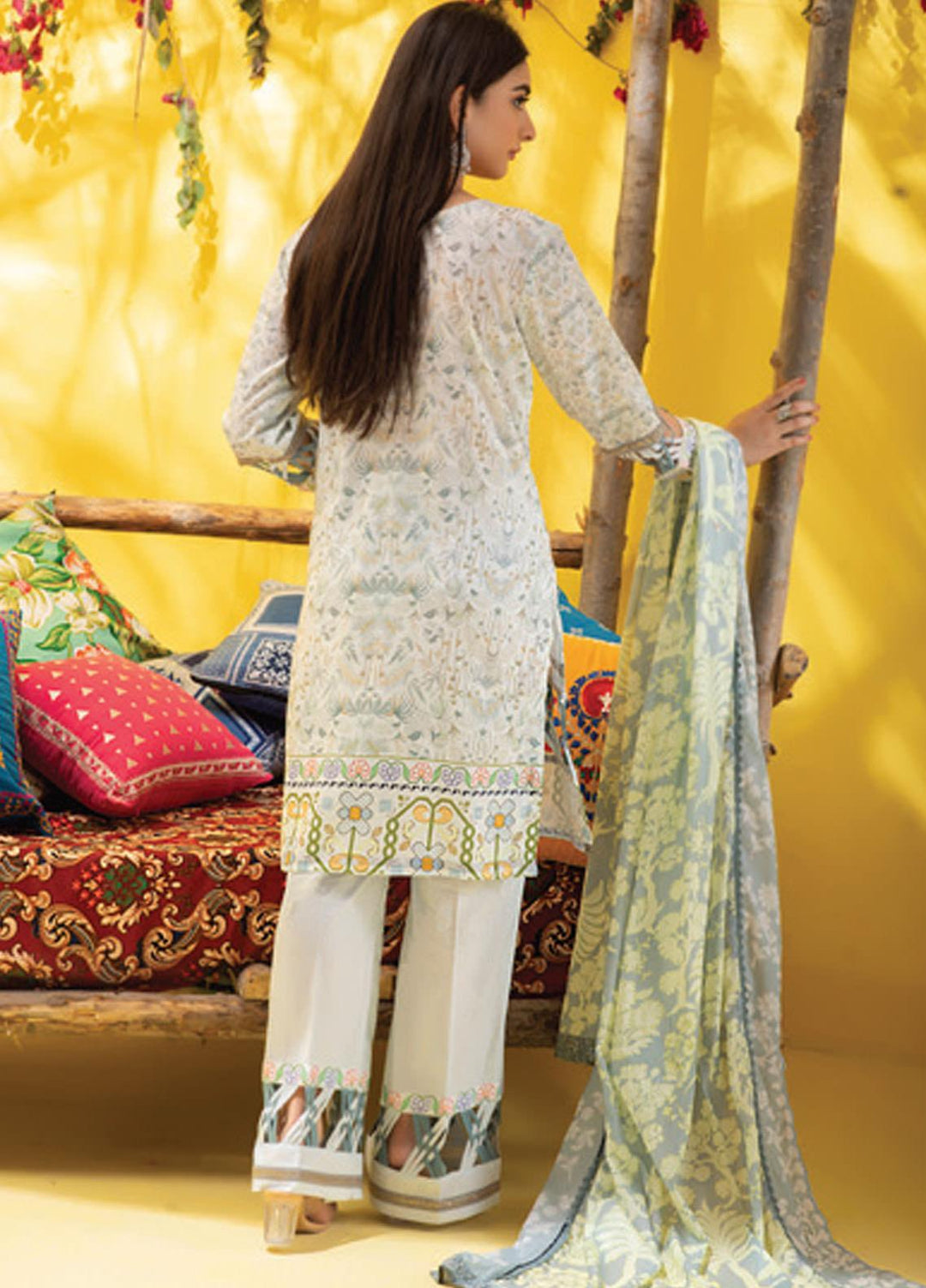 Colors by Al Zohaib Printed Lawn Suits Unstitched 3 Piece AZ21CL D-14 - Summer Collection