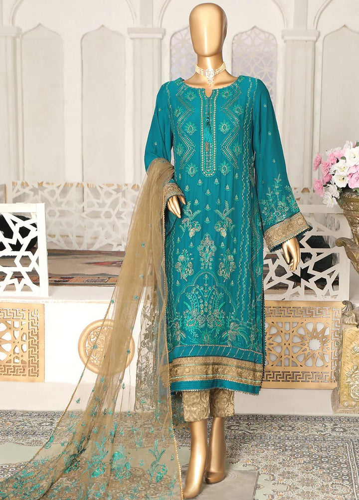 Cortesia By HZ Textiles Embroidered Chiffon Suits Unstitched 3 Piece HZ23C D-02 Royal Ornament - Luxury Collection