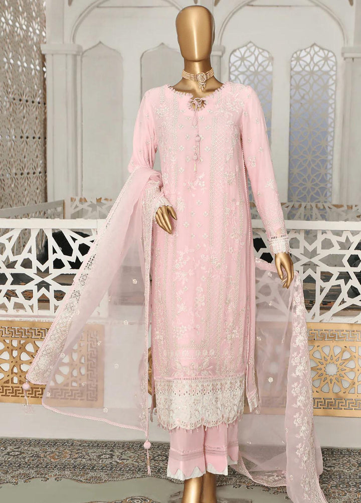 Cortesia By HZ Textiles Embroidered Chiffon Suits Unstitched 3 Piece HZ23C D-05 Carnation - Luxury Collection