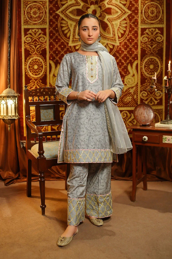 Ochre Girls Pret Embroidered Cotton Silk 3 Piece Suit EX-20 - Winter Collection