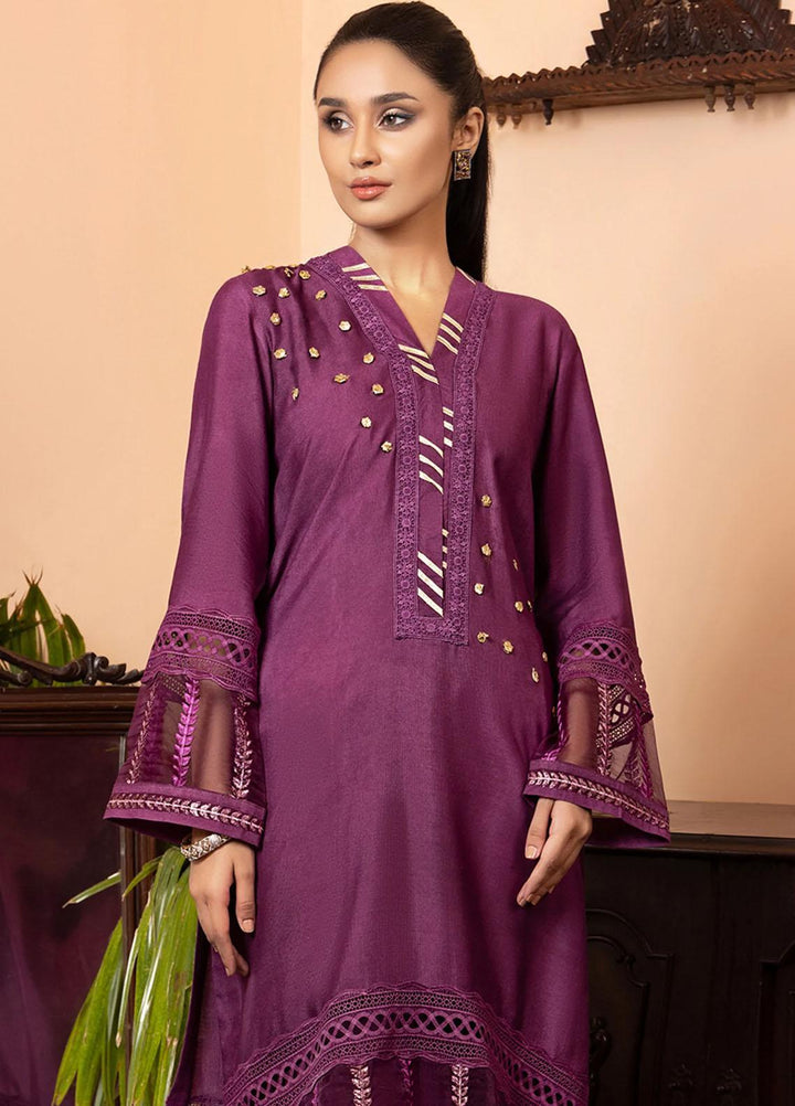 Cozy Apparels Casual Pret  Cotton Net 2 Piece Suit CA22LF CHAROITE