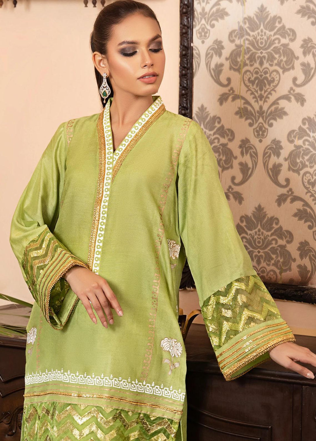 Cozy Apparels Casual Pret  Cotton Net 2 Piece Suit CA22LF BLAZING STAR