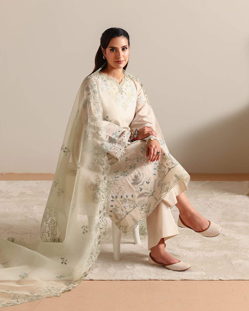 Cross Stitch Unstitched Embroidered Lawn 3 Piece Suit CS26ULE Pearl Sage - Eid Collection