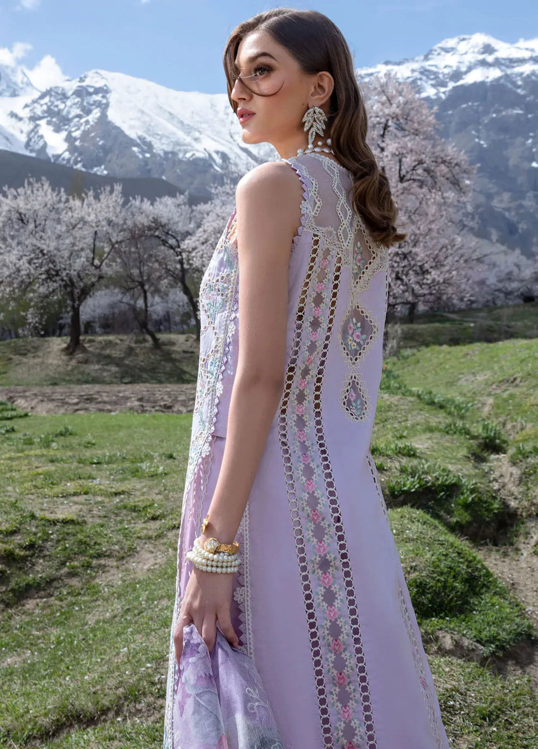 Crimson Embroidered Lawn Suit Unstitched 3 Piece CR24L D7A A Floral Mesh - Summer Collection