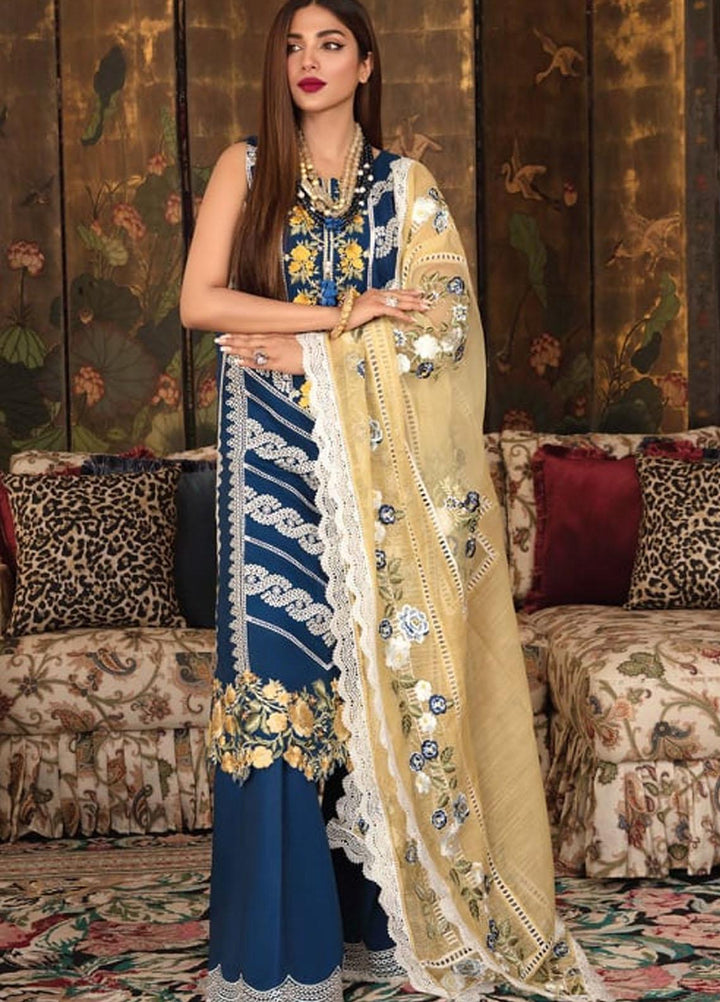 Crimson by Saira Shakira Embroidered Lawn Suits Unstitched 3 Piece CR21LS 4A-SAPPHIRE - Luxury Collection