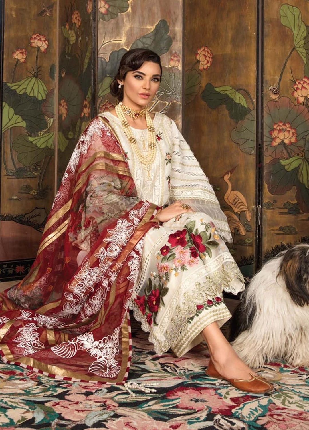Crimson by Saira Shakira Embroidered Jacquard Suits Unstitched 3 Piece CR21LS 7B-SCARLET - Luxury Collection