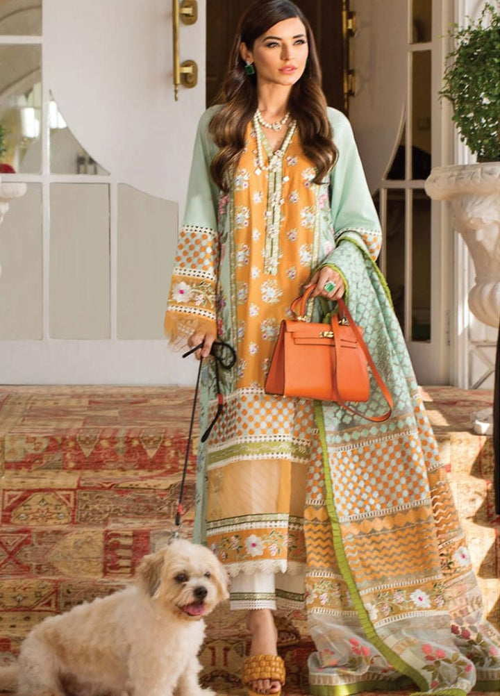 Crimson by Saira Shakira Embroidered Lawn Suits Unstitched 3 Piece CR21LS 9A-MANDARIN - Luxury Collection