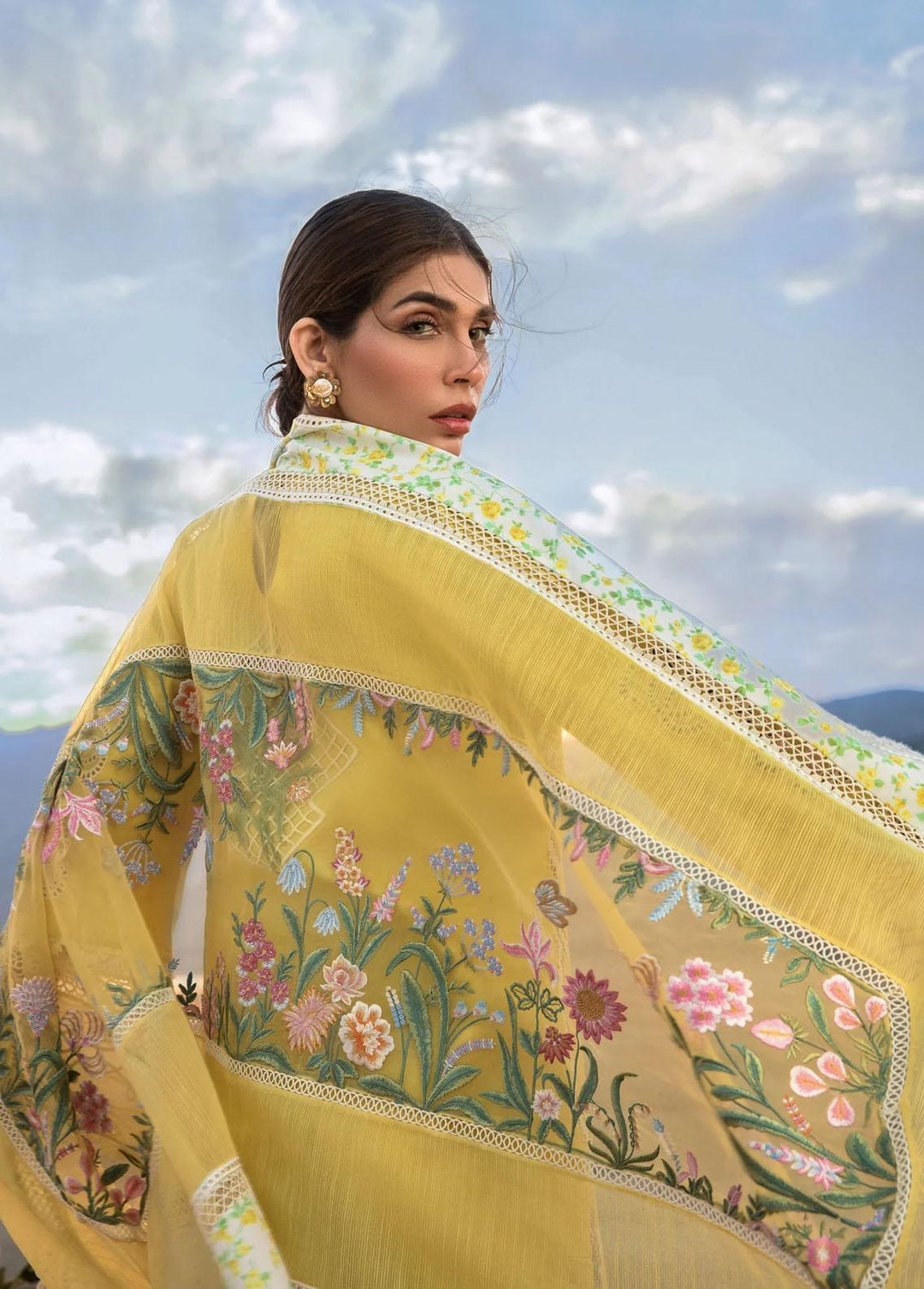 Crimson Embroidered Lawn Suits Unstitched 3 Piece CR23E French Summer D1A - Luxury Collection