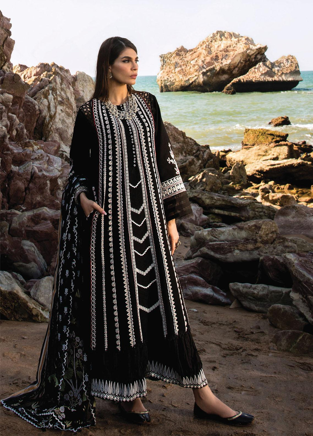 Crimson Embroidered Lawn Suits Unstitched 3 Piece CR23E Marori Dreams D4B - Luxury Collection