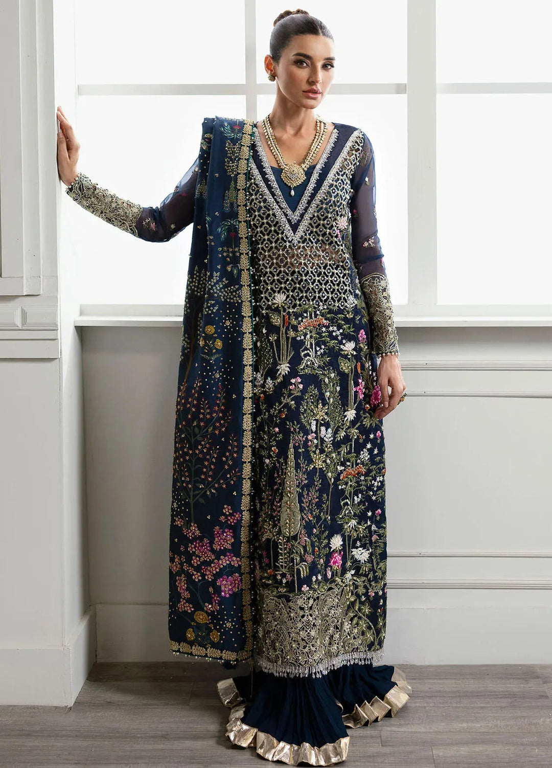 Crimson X Saira Shakira Embroidered Organza Suits Unstitched 3 Piece CR24SW Majestic Cypress - Wedding Collection