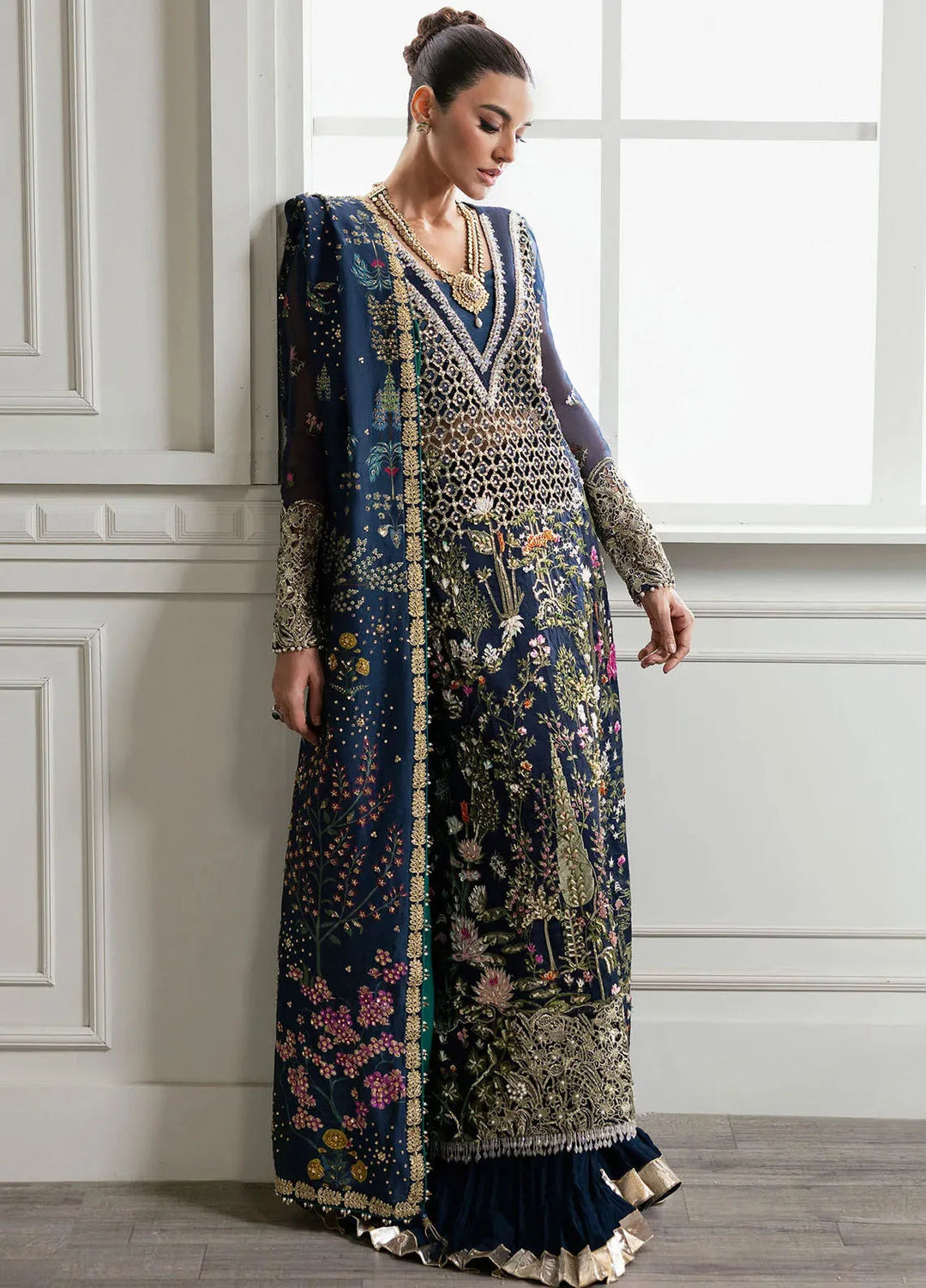 Crimson X Saira Shakira Embroidered Organza Suits Unstitched 3 Piece CR24SW Majestic Cypress - Wedding Collection