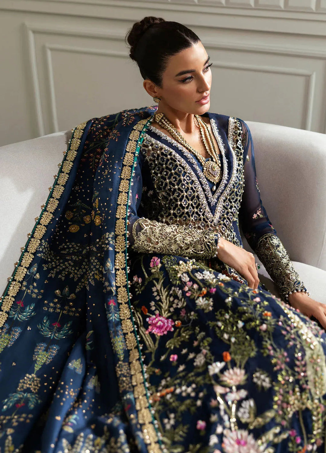 Crimson X Saira Shakira Embroidered Organza Suits Unstitched 3 Piece CR24SW Majestic Cypress - Wedding Collection