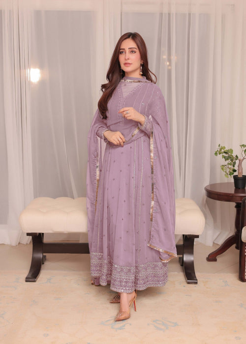 Mommy and Me by Abaan Zohan RTW Embroidered Chiffon 3 Piece Suit Kashish Lilac - Festive Collection